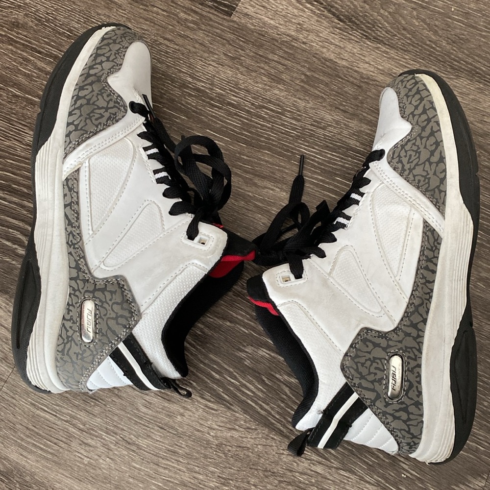 FUBU White, Black, and Gray Patterned ankle Sneakers - Picture 7 of 17